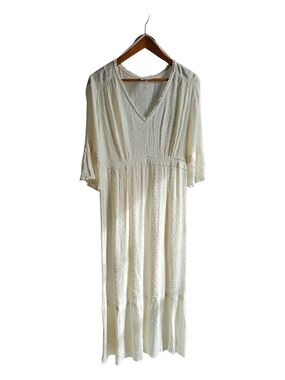 Knox Rose White Swiss Dot Maxi Dress Cottagecore Romantic Coastal Bridal Large